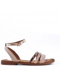 Flat sandals in a material mix for women