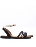 Flat sandals in a material mix for women