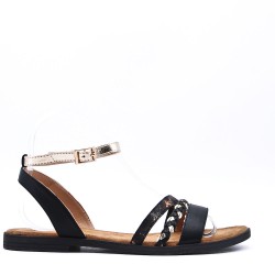 Flat sandals in a material mix for women