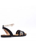 Flat sandals in a material mix for women