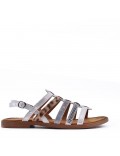 Flat sandals in a material mix for women