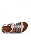 Flat sandals in a material mix for women