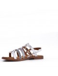 Flat sandals in a material mix for women