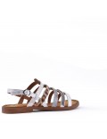 Flat sandals in a material mix for women