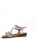 Flat sandals in a material mix for women