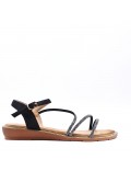 Flat sandals in a material mix for women