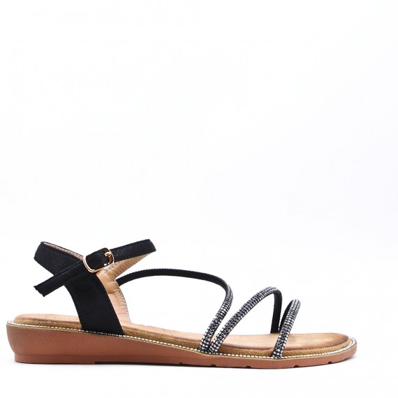 Flat sandals in a material mix for women