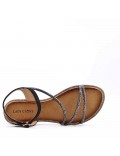 Flat sandals in a material mix for women