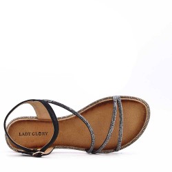 Flat sandals in a material mix for women