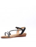 Flat sandals in a material mix for women