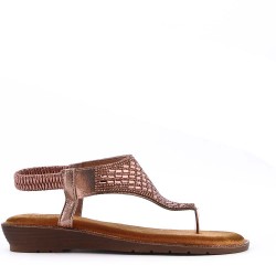 Flat sandals in a material mix for women