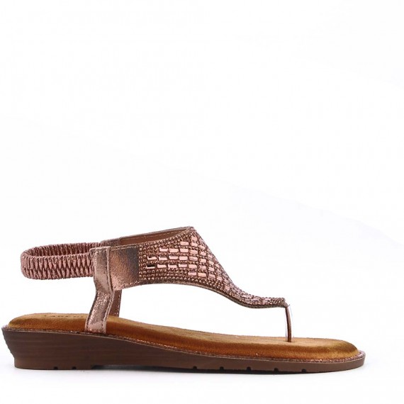 Flat sandals in a material mix for women