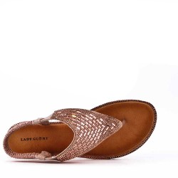 Flat sandals in a material mix for women