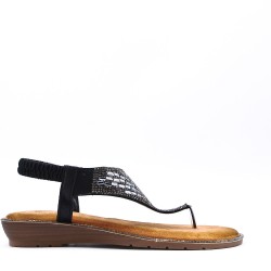 Flat sandals in a material mix for women