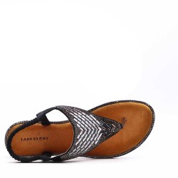 Flat sandals in a material mix for women