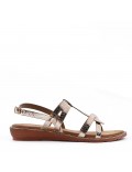 Flat sandals in a material mix for women