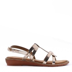 Flat sandals in a material mix for women