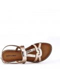 Flat sandals in a material mix for women