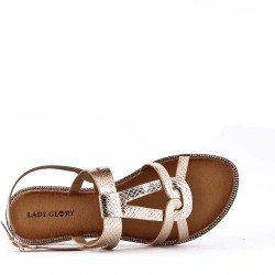 Flat sandals in a material mix for women