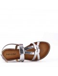 Flat sandals in a material mix for women