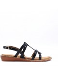 Flat sandals in a material mix for women