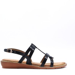 Flat sandals in a material mix for women