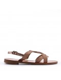 Flat sandals in faux leather for women