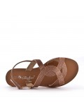 Flat sandals in faux leather for women