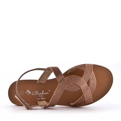 Sandale plat en simili cuir pour femme