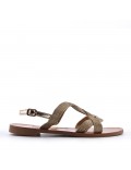 Flat sandals in faux leather for women