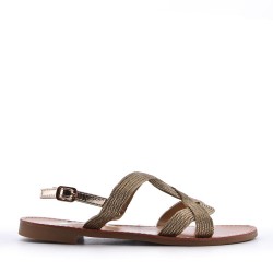 Flat sandals in faux leather for women