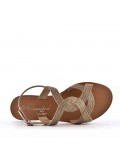 Flat sandals in faux leather for women