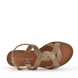 Flat sandals in faux leather for women