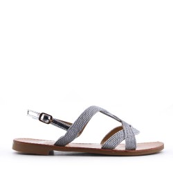 Flat sandals in faux leather for women