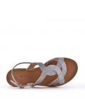 Flat sandals in faux leather for women