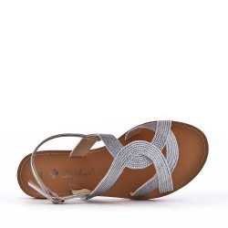 Flat sandals in faux leather for women