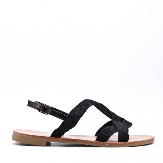 Flat sandals in faux leather for women