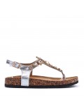 Mixed material wedge sandal