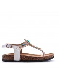 Mixed material wedge sandal