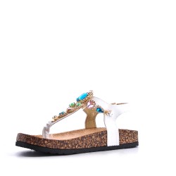 Mixed material wedge sandal