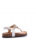 Mixed material wedge sandal