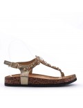 Mixed material wedge sandal