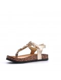 Mixed material wedge sandal