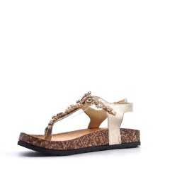 Mixed material wedge sandal