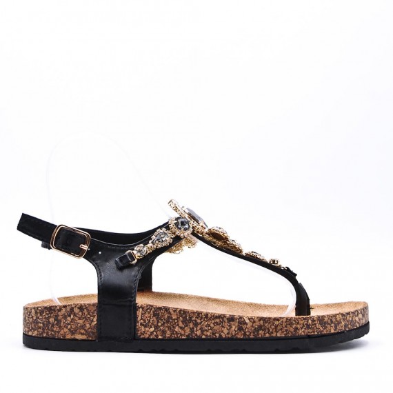 Mixed material wedge sandal