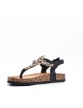 Mixed material wedge sandal