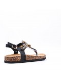 Mixed material wedge sandal