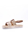 Mixed material wedge sandal