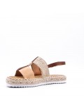 Mixed material wedge sandal