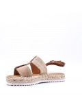 Mixed material wedge sandal